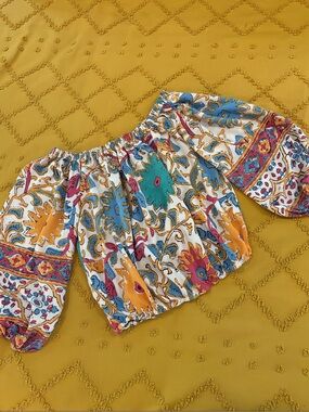 Rachel Zoe Multicolor Off-Shoulder Floral Paisley Top